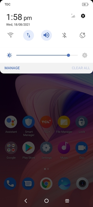 Slide down the top menu again