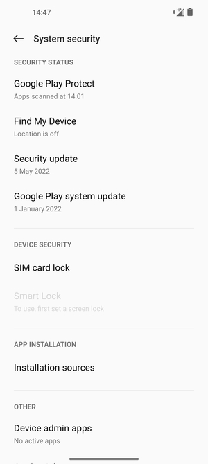 Select SIM card lock