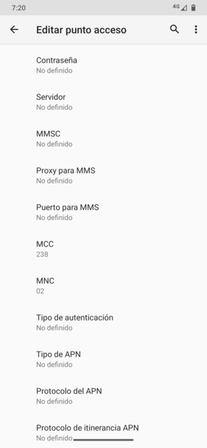 Desplácese hacia abajo e introduzca la información MMS