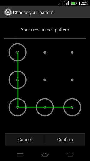 Draw the unlock pattern again and select Confirm