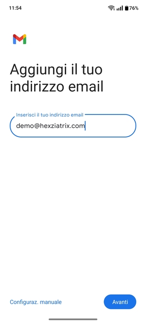 Inserisci il tuo indirizzo email e seleziona Avanti