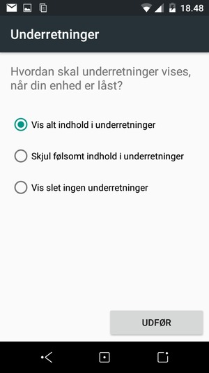 Vælg din foretrukne mulighed og vælg UDFØR