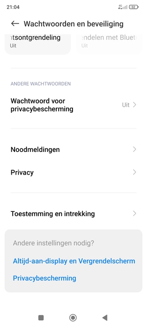 Scroll naar en selecteer Privacy