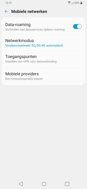 Schakel Data-roaming in of uit