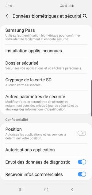 Faites défiler et sélectionnez Autres paramètres de sécurité