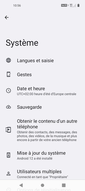 Sélectionnez Mise à jour du système
