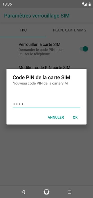 Saisissez votre Nouveau code PIN de la carte SIM et sélectionnez OK