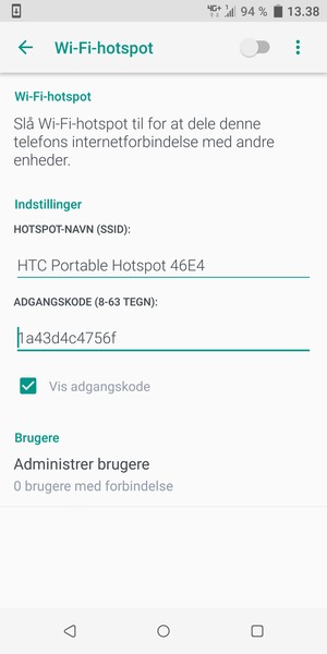 Slå Mobilt Wi-Fi hotspot til