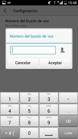 Introduzca el Número del buzón de voz y seleccione Aceptar