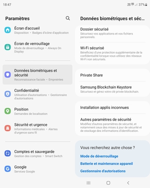 Faites défiler et sélectionnez Autres paramètres de sécurité
