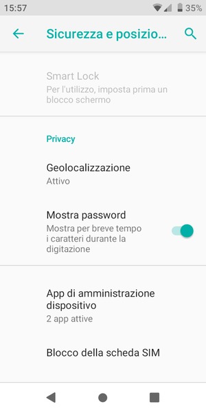 Seleziona Blocco della scheda SIM