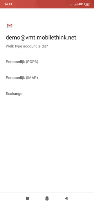Selecteer Persoonlijk (POP3) of Persoonlijk (IMAP)