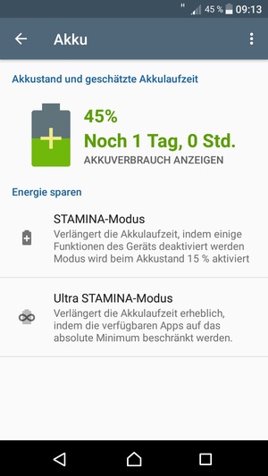 Wählen Sie STAMINA-Modus