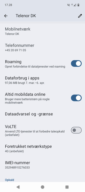 Slå Roaming til eller fra