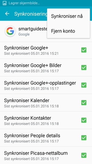 Velg Synkroniser nå