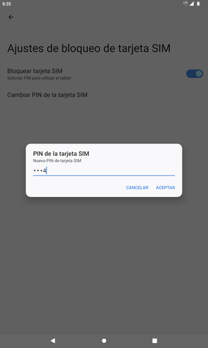 Introduzca su Nuevo PIN de tarjeta SIM y seleccione ACEPTAR