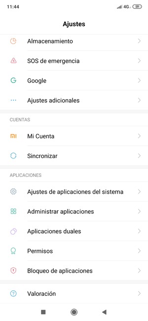 Vuelva al menú Ajustes y seleccione Sincronizar