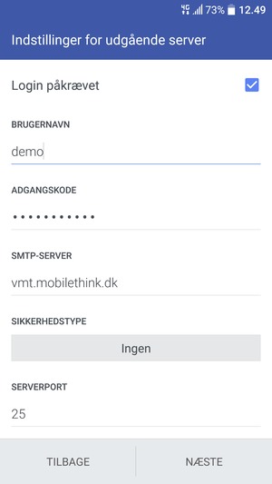 Indtast udgående serveradresse