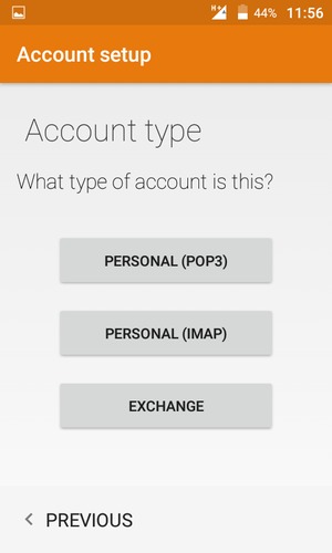 Select PERSONAL (POP3) or PERSONAL (IMAP)