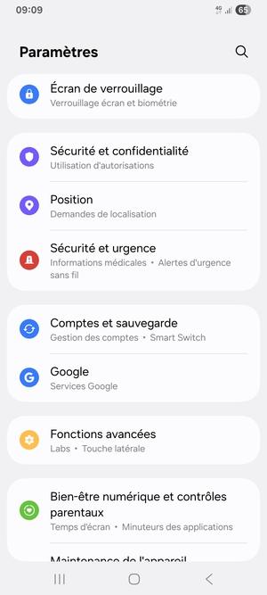 Faites défiler et sélectionnez Comptes et sauvegarde