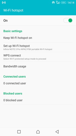 Your phone is now set up for use as a modem