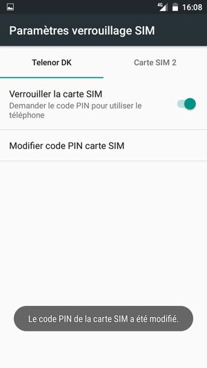 Votre code PIN de la carte SIM a été modifié