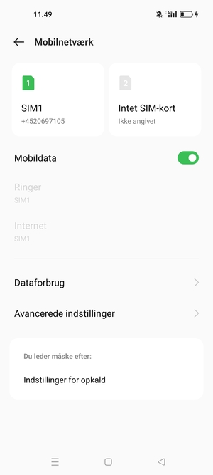 Vælg SIM1 eller SIM2
