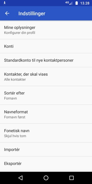 Dine kontakter vil nu blive gemt på din Motorola