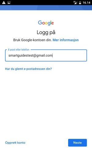 Skriv inn din Gmail-adresse og velg Neste