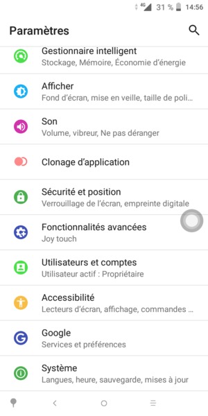 Sélectionnez Sécurité et position