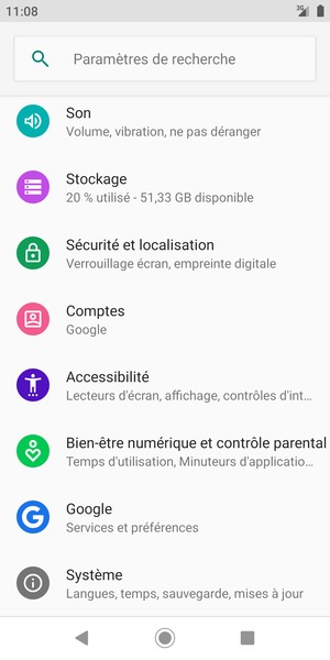 Faites défiler et sélectionnez Sécurite et localisation