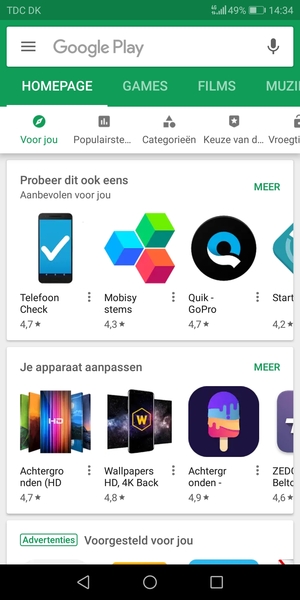 Selecteer de zoekbalk
