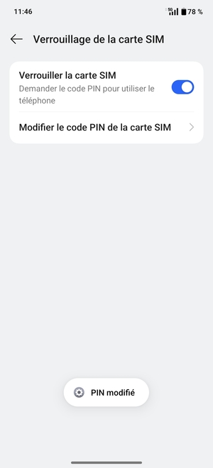 Votre code PIN de la carte SIM a été modifié