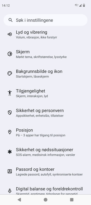 Bla til og velg Sikkerhet og personvern