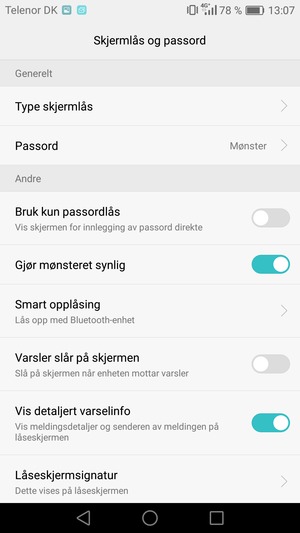 Telefonen din er nå sikret med en skjermlås
