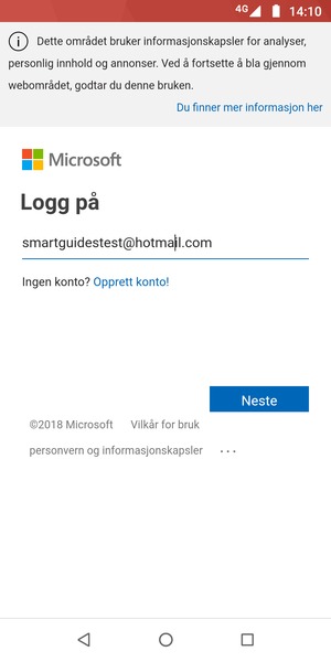Skriv inn e-postadresse og velg Neste