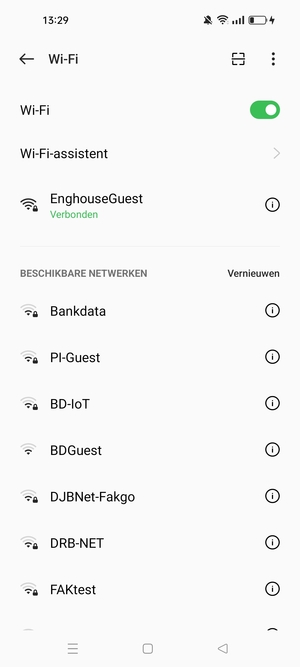 U bent nu verbonden met het WiFi-netwerk
