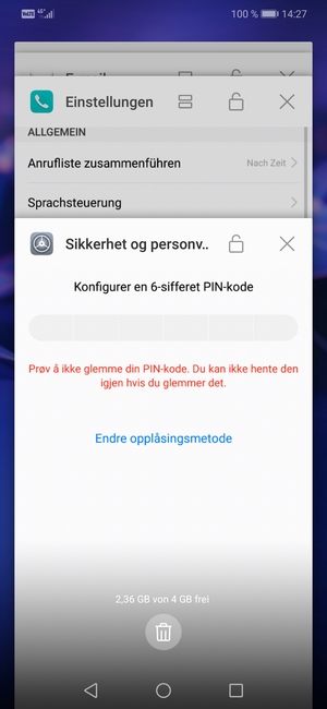 Wählen Sie das Symbol Löschen, um alle laufende Apps zu schließen