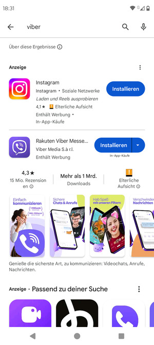 Wählen Sie die App