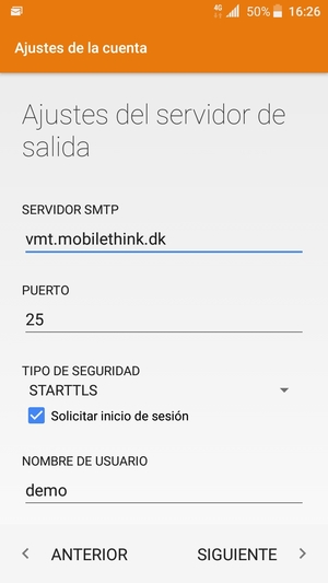 Introduzca la dirección de servidor saliente