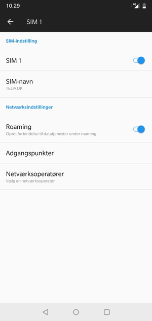 Slå Roaming til eller fra