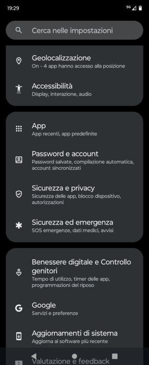 Scorri e seleziona Sicurezza e privacy