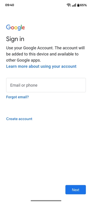 Enter your Gmail address and select Next