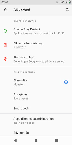 Din telefon er nu sikret med en skærmlås