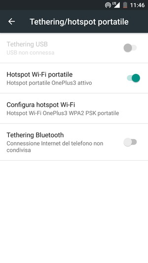 Il telefono è ora pronto per essere usato come modem
