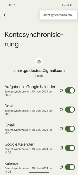 Wählen Sie Jetzt synchronisieren