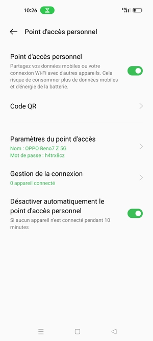 Votre téléphone est maintenant configuré pour être utilisé comme modem