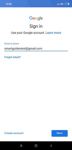 Enter your Gmail address and select Next