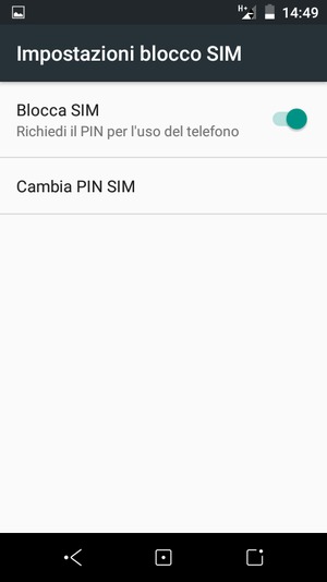 Seleziona Cambia SIM PIN