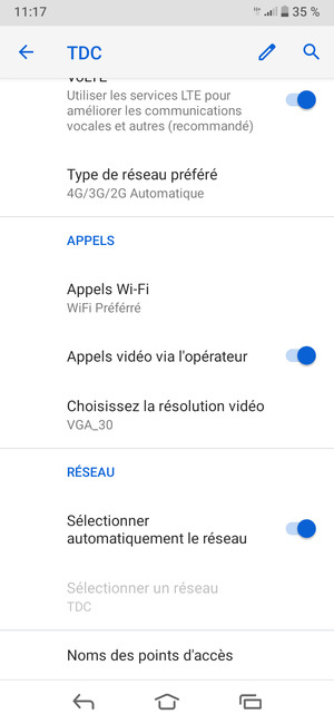 Faites défiler et sélectionnez Noms des points d'accès